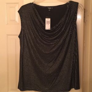 0X black and silver sleeveless top